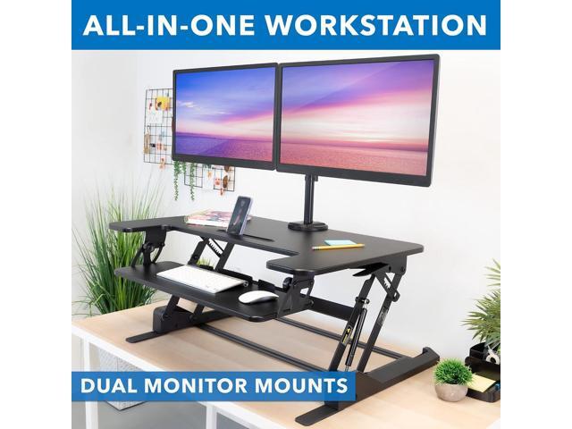 Mount-It! Standing Desk Converter with Bonus Dual Monitor Mount Included - Height Adjustable Stand Up Desk - Wide 36 Inch Sit Stand Workstation...
