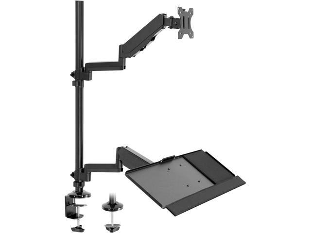 MOUNT-IT! Sit Stand Monitor Desk Mount [Fits 32' Screens] Height Adjustable, Full-Motion Articulating Arm with Keyboard Tray and Cable Management...