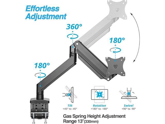 AVLT Single 13'-43' Monitor Arm Desk Mount fits One Flat/Curved/Ultrawide Monitor Full Motion Height Swivel Tilt Rotation Adjustable Monitor Arm -...