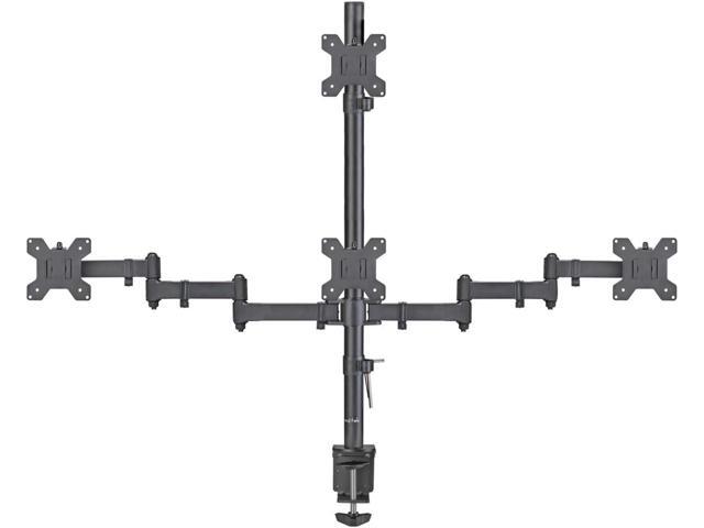 Suptek Quad LED LCD Monitor Stand up Desk Mount Extra Tall 31.5 inch Pole Heavy Duty Fully Adjustable Stand for 4 (3+1) / Four Screens up to 27...