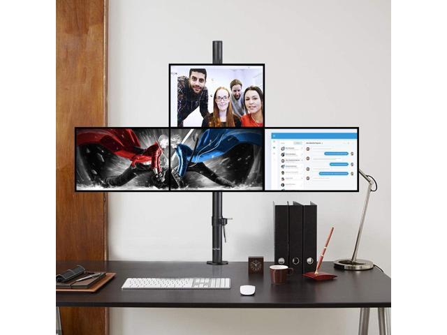 Suptek Quad LED LCD Monitor Stand up Desk Mount Extra Tall 31.5 inch Pole Heavy Duty Fully Adjustable Stand for 4 (3+1) / Four Screens up to 27...