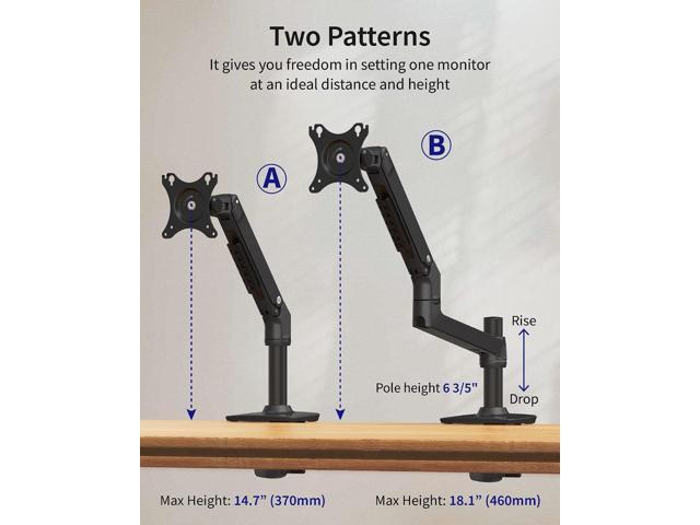 Single Monitor Mount - Single Monitor Arm Desk Mount, Fully Adjustable Computer Monitor Arm with VESA Mount Fits 13-40' Flat/Curved Monitors...