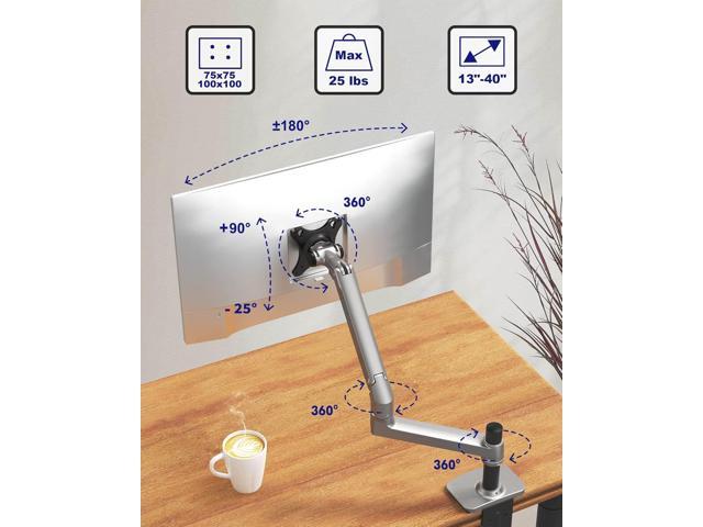 Single Monitor Mount - Single Monitor Arm Desk Mount, Fully Adjustable Computer Monitor Mount for Screens up to 40 Inches within 25 lbs C-Clamp...