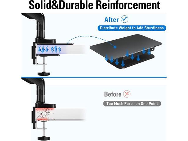 MOUNTUP Monitor Mount Reinforcement for Tempered Glass Desk, Monitor Arm Plate, Steel Bracket for Thin and Most Fragile Table, for Desk C Clamp...