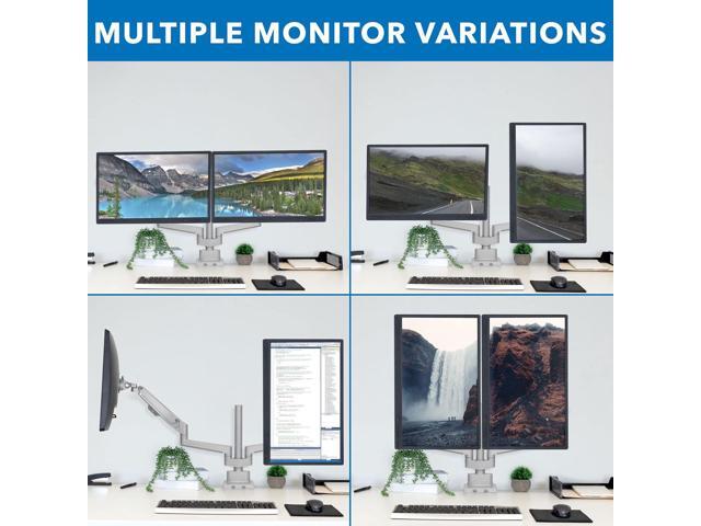 Mount-It! Dual Monitor Mount - Monitor Stands for 2 Monitors, Computer Arms on Desk Stand, Gas Spring Height Adjustable Desk Mount in Silver, VESA...