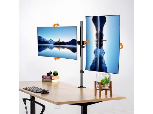 Suptek Dual Monitor Desk Mount, Adjustable Dual Monitor Arm for 2 Computer Screens up to 27 inch, Extra Tall 31.5' Pole Dual Monitor Stand for...