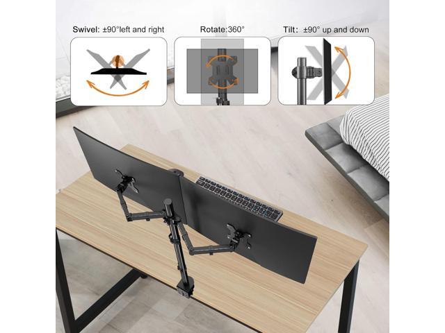 Suptek Dual Monitor Desk Mount, Adjustable Dual Monitor Arm for 2 Computer Screens up to 27 inch, Extra Tall 31.5' Pole Dual Monitor Stand for...