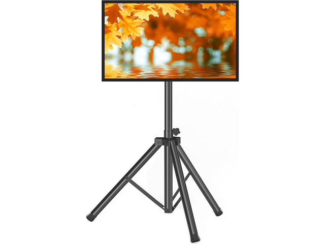 Tripod TV Stand for 23-75 inch Flat Screen/Curved TVs up to 100 lbs, Outdoor TV Stand with Â±15Â° Tilt, Height Adjustable Portable TV Stand with...