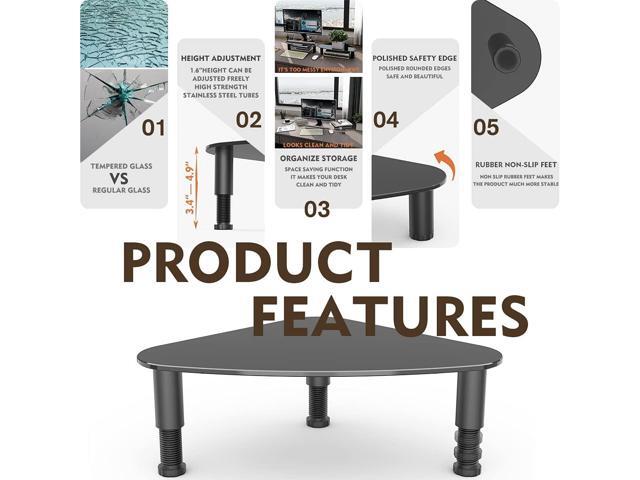 Hemudu 2 Pack Computer Monitor Riser Triangle Save Space Desktop Corner Stand for Computer Monitor & Laptop Black HD01B-203