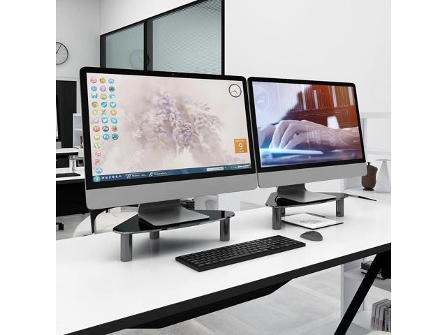 Hemudu 2 Pack Computer Monitor Riser Triangle Save Space Desktop Corner Stand for Computer Monitor & Laptop Black HD01B-203