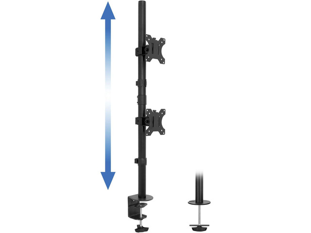 Mount-It! Vertical Dual Monitor Mount Stacked Monitor Desk Stand Fits 2 Computer Screens 19 20 21 22 23 24 27 32 Inches C-Clamp and Grommet...
