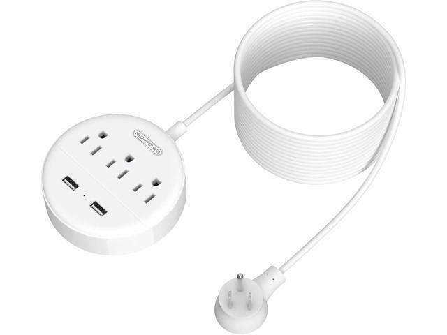 Extension Cord 25ft, NTONPOWER Power Strip with Long Extension Cord, 3 Outlet 2 USB Compact Desktop Charging Station Wall Mount for TV Living Room,...