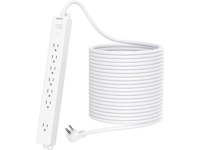 25 ft Extension Cord, NTONPOWER Long Surge Protector, 15A Heavy Duty Extension Cord, Wall Mount, 7 Outlets Power Strip Flat Plug for Kitchen Home...