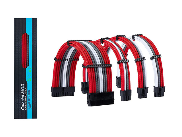 Soft Hard Power Supply Sleeved Cable PSU Extension Cable Kit 18AWG ATX 24P+ EPS 8-P+PCI-E8-P Connectors Customization Mod Braided 30cm Length with...