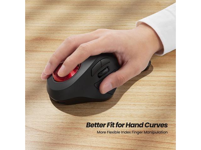 Nulea Wireless Ergonomic Trackball Mouse, Rechargeable, Bluetooth Rollerball Mouse, 44mm Index Finger Trackball, 5 Adjustable DPI, Compatible with...