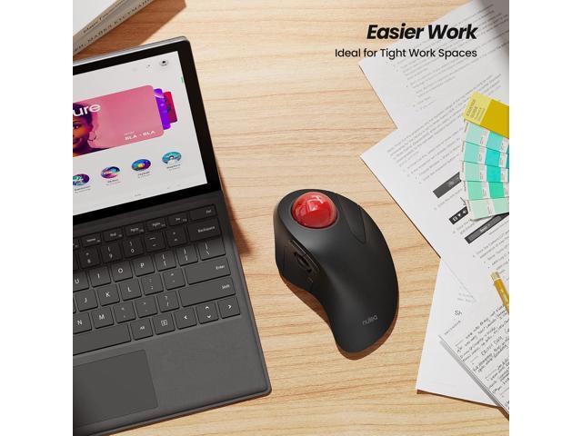 Nulea Wireless Ergonomic Trackball Mouse, Rechargeable, Bluetooth Rollerball Mouse, 44mm Index Finger Trackball, 5 Adjustable DPI, Compatible with...