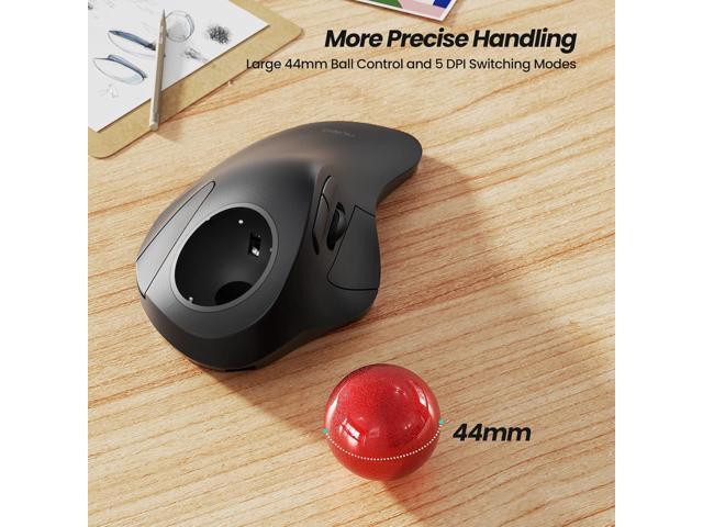 Nulea Wireless Ergonomic Trackball Mouse, Rechargeable, Bluetooth Rollerball Mouse, 44mm Index Finger Trackball, 5 Adjustable DPI, Compatible with...