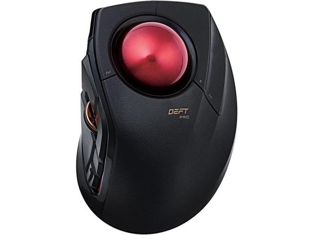 ELECOM DEFT PRO Trackball Mouse, Wired, Wireless, Bluetooth 3 Types Connection, Ergonomic Design, 8-Button Function, Red Ball, Windows11, MacOS.