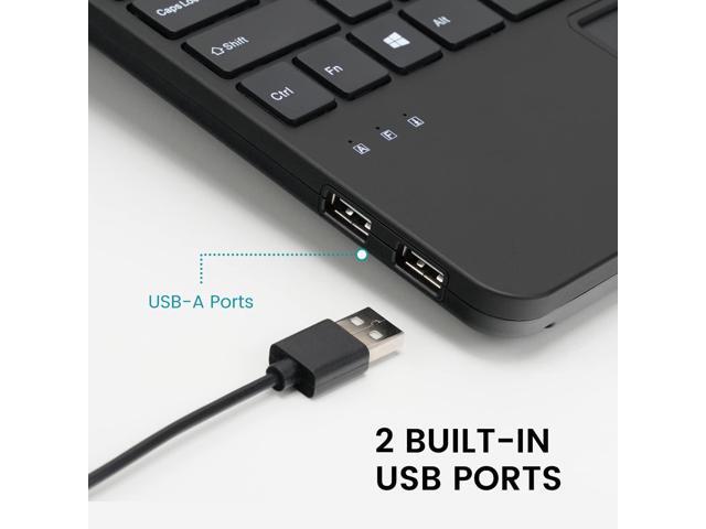 Perixx PERIBOARD-525 US, Wired Mini USB Keyboard with Touchpad - X Type Scissor Keys - 11.18x7.17x1.1 Inches - Build-in 2 USB Hubs - US English