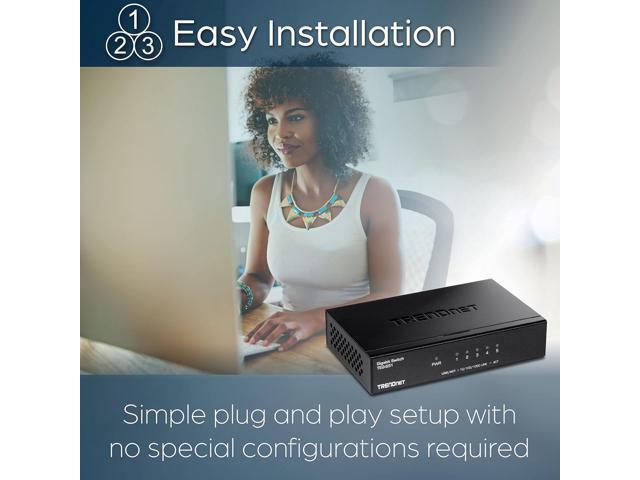 TRENDnet 5-Port Gigabit Desktop Switch, TEG-S51, 5 x Gigabit RJ-45 Ports, 10Gbps Switching Capacity, Fanless Design, Metal Enclosure, Lifetime...