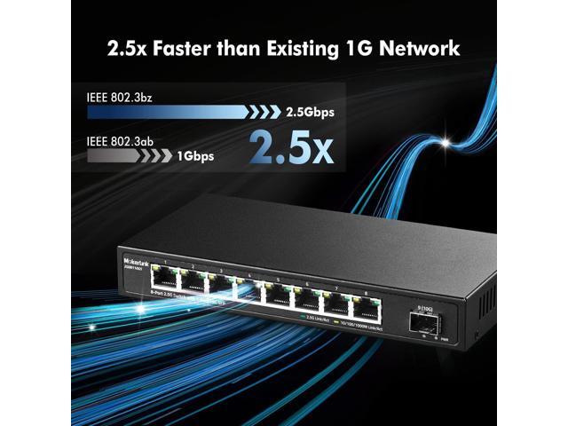 MokerLink 8 Port 2.5G Ethernet Switch with 10G SFP+, 8x2.5G RJ45 Ports Compatible with 100/1000Mbps, Metal Unmanaged Fanless Desktop Wallmount...