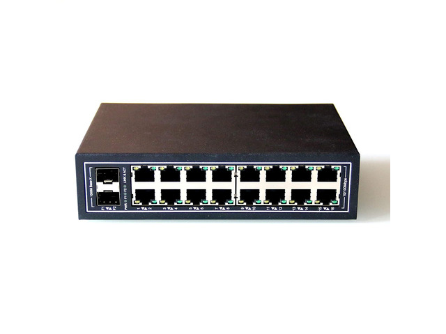 WIWAV WDH-16ET2GF-DC 10/100Mbps Unmanaged 18-Port Industrial Ethernet Switches with DIN Rail/Wall-Mount (Fanless,-30~75)
