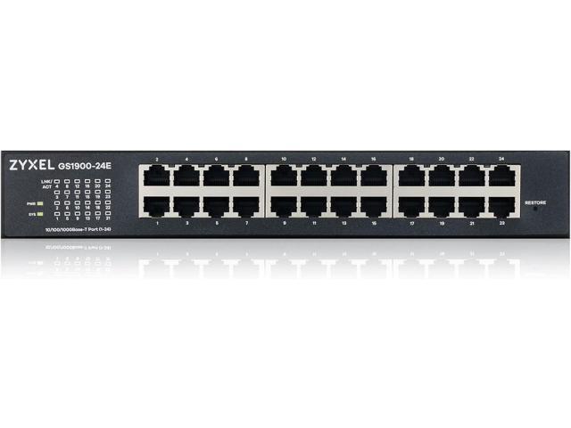 ZYXEL 24-Port Gigabit Ethernet Smart Switch (GS1900-24E) - Managed, Small Form Factor, Limited Lifetime Protection