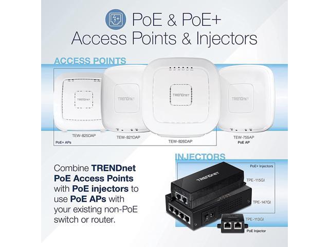 TRENDnet 65W 4-Port Gigabit PoE+ Injector, TPE-147GI, 4 x Gigabit Ports(Data in), 4 x gigabit PoE Ports(Data + PoE Out), Multi-Port PoE+ Injector...