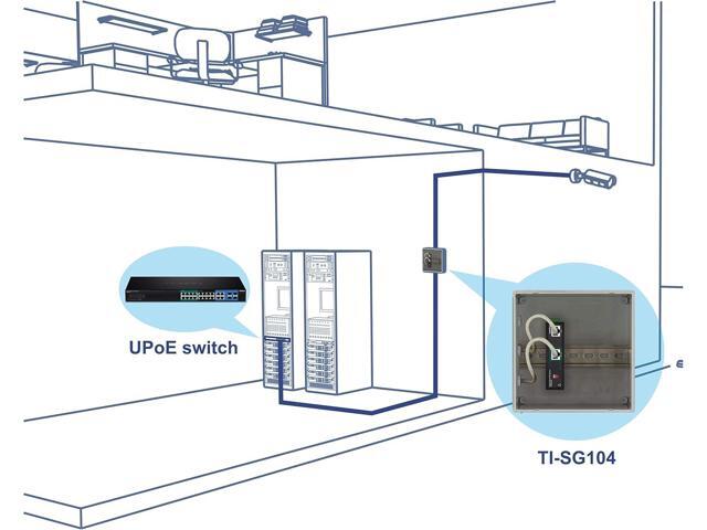 TRENDnet Industrial Gigabit UPoE Splitter, Dual DC Power Outputs, DIN-Rail or Wall-Mountable, Adjustable Voltage Output, TI-SG104,Black