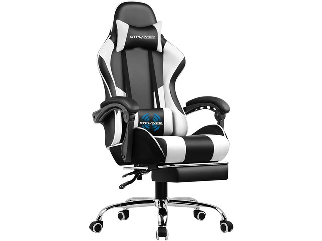 GTPLAYER Gaming Chair, Computer Chair with Footrest and Lumbar Support, Height Adjustable Game Chair with 360°-Swivel Seat and Headrest and for...