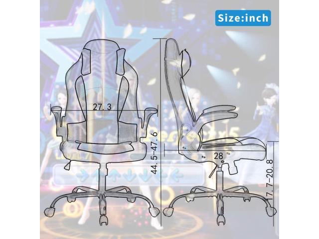 Gaming Chair Office Chair Desk Chair Ergonomic High Back Computer Chair with Lumbar Support Flip-up Arms Headrest PU Leather Swivel Task Chair for...