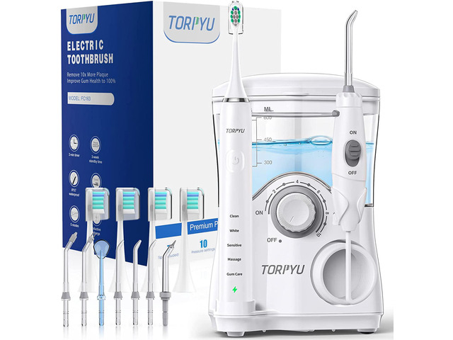 Water Flosser and Toothbrush Combo in One, 600ml Electric Water Toothbrush with 7 Jet Tips, 4 Brush Heads Whitening Toothbrushes, Power Electric...