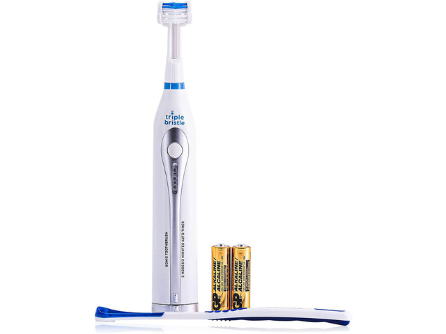 Triple Bristle GO Three-Sided Sonic Toothbrush Soft Nylon Bristles Great for Autistic & Special Needs Adults and Kids Travel Toothbrush