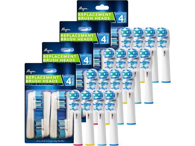 Replacement Brush Heads Compatible With Oral B- Double Clean Design, Pack of 16 Generic Electric Toothbrush Replacement Heads- Fits Oralb Pro 7000,.