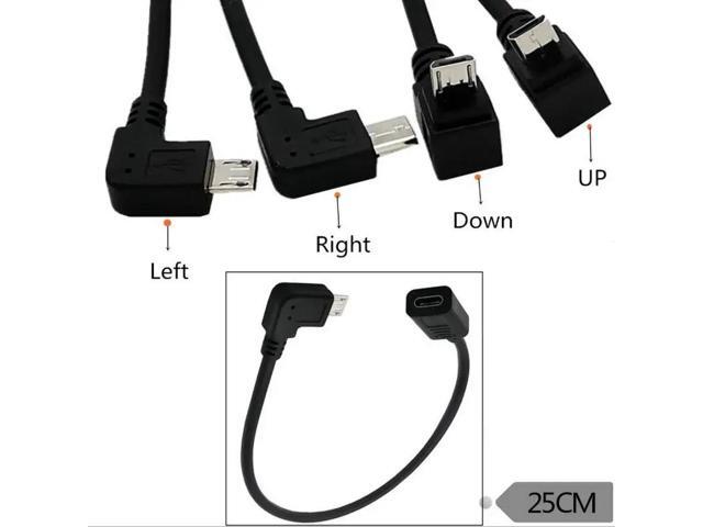 USB 3.1 Type C Female to micro USB 2.0 micro Male 90 Angle Data Sync Power Supply Cable Cord 0.25m