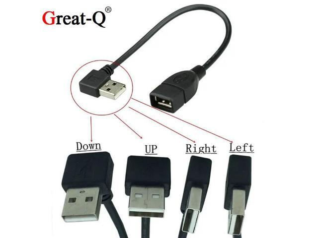 USB 2.0 A Male to Female 90 Angled Extension Adaptor cable right/left/down/up cord 0.25m