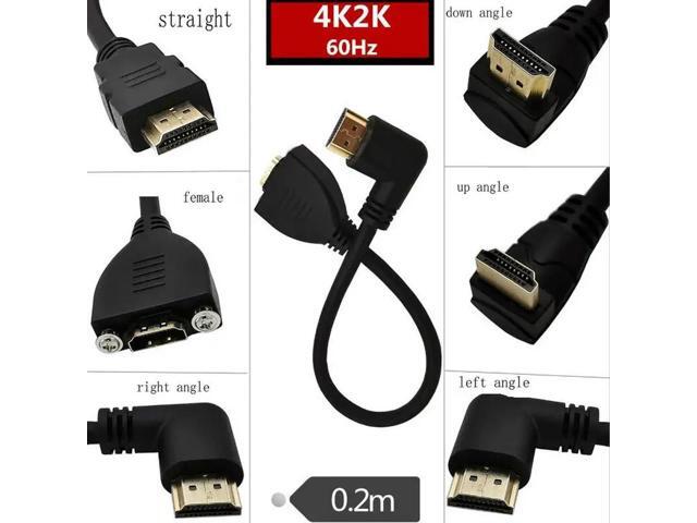 4K2K 60HZ Angle HDMI-compatible Male to Female Extension Cable with Screw Hole Panel Mount Support 4K 60hz 0.2m