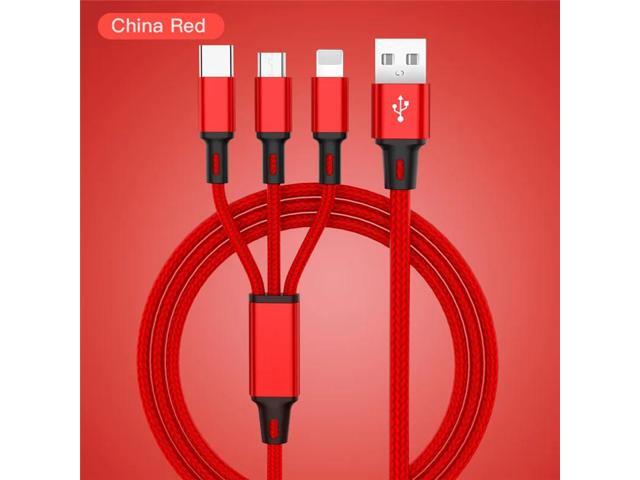 USB Cable For iPhone 13 12 11 XS X 8 7 6 Charging Charger 3 in 1 Micro USB Cable USB Type C Mobile Phone Cables For Samsung S9 1.2M (black)