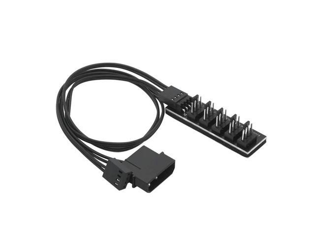 1 PCS All Black Sleeved 5 Way PWM Splitter Hub for 12V Computer Fans(0.4m)