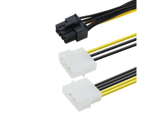 Dual 4 Pin M-olex IDE to 8 Pin PCI Express Power Cable PCI Express Adapter Video Card Power Cord