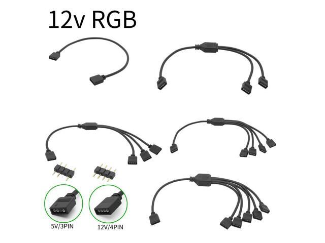 ARGB 5V 3Pin Extension Cable Adapter 30cm 1 to 1 2 3 4 5 12v 4pin RGB Splitter Cable for MSI A SUS ASRock AURA LED(12v 4pin 1-2 0.3m)