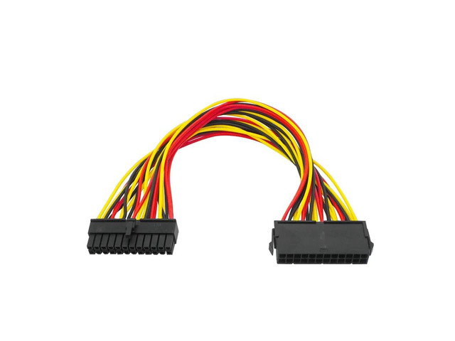 ATX Mining 30cm 24 Pin Dual PSU Power Supply Extension Cable for Computer Adaptor Cable Connector for Miner Mining 24Pin 20+4pin (Yellow)(30cm)