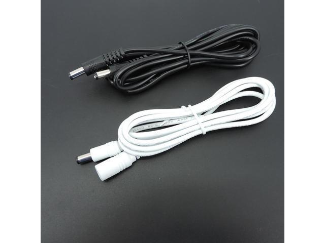 22awg 3A DC Male To male female Power supply Adapter white black cable Plug 5.5x2.1mm Connector wire 12V Extension Cords L1(Black 1m)