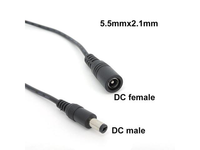 2pcs 1m/2m/3/5m DC male to female 5.5x2.1mm Power supply Cable connector Plug Extension Cord Adapter wire For LED strip light L1 (2pcs) (5M)