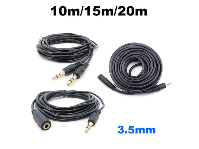10m 20m 3.5mm 3pole Audio Male to male Female Jack Plug Stereo Aux Extension connector Cable Cord for Headphone Earphone L1(Male to Female) (10m)