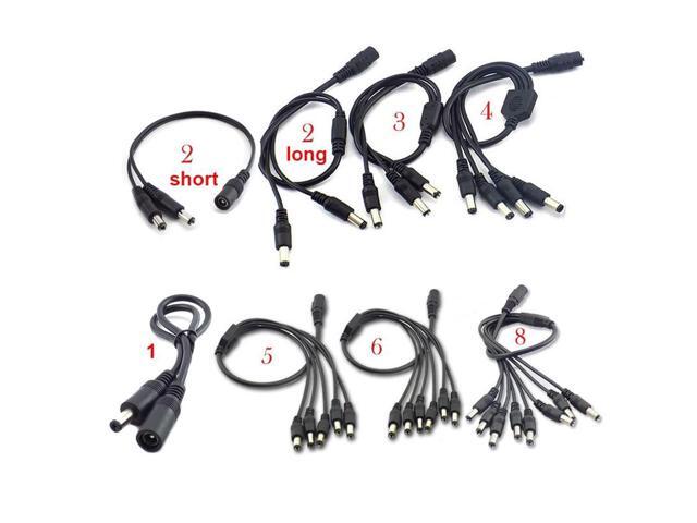 2.1x5.5mm CCTV Security Camera 1 DC Female To 2/3/4/5/6/8 Male Plug Power Cord Adapter Connector Cable Splitter for LED Strip(1 to 2 short)