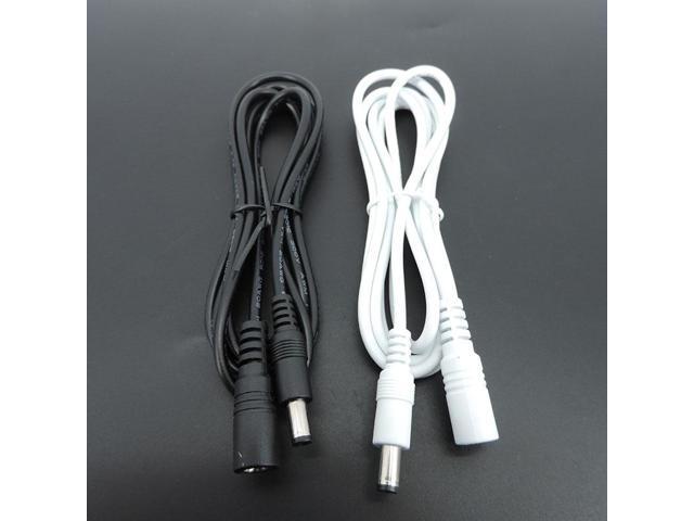 1/1.5/5m white black DC Power supply Male to female connector Cable Extension Cord Adapter Plug 20 22awg 5.5x2.1mm for strip L(White 22awg) (3M)