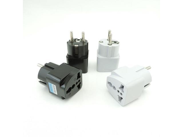 Universal DE Plug Adapter USA To Euro Europe Travel Wall AC Power Charger Adapter Converter 2 Round Pin Socket(DE black) (1pcs)