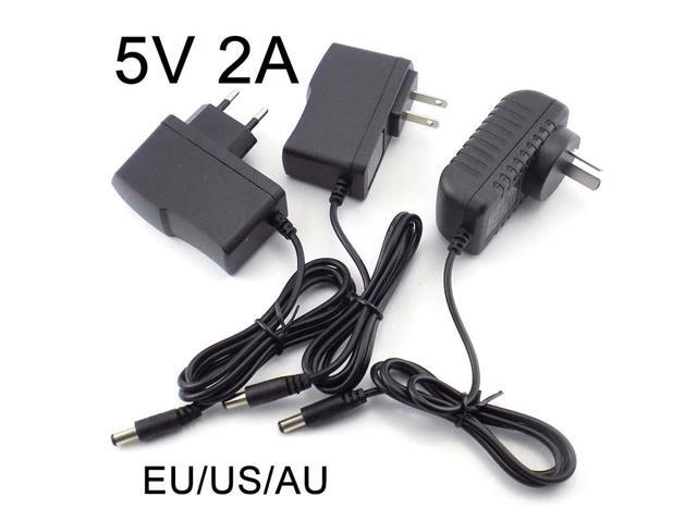 DC 5V 2A Power Adapter Supply AC to DC 100V-240V Converter Charger 2000mAh 5.5mm x 2.1mm US EU Plug for LED Strip CCTV Camer EU plug