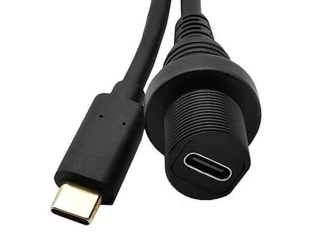 10Gbps Type C Car Mount Flush Panel Cable, Type C 3.1 Male to USB C Female Waterproof Gold Plated Cord for Yacht, Motorcycle (0.3m )